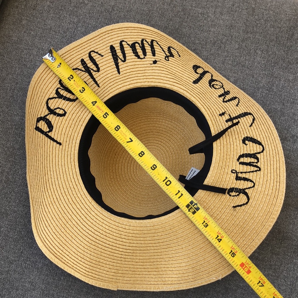 NWOT! - C.C ‘Beach Hair Don’t Care’ 100% Paper Wide Brim Sun Hat - Picture 7 of 7